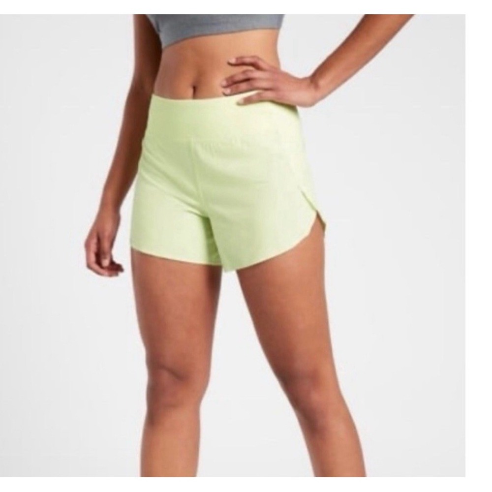 NWT Athleta Run With It 3.5" Yellow‎ neon- Women's Sport Shorts Size XL Running